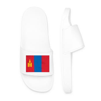 Flag of Mongolia - Men’s Pool Sliders - white - Front