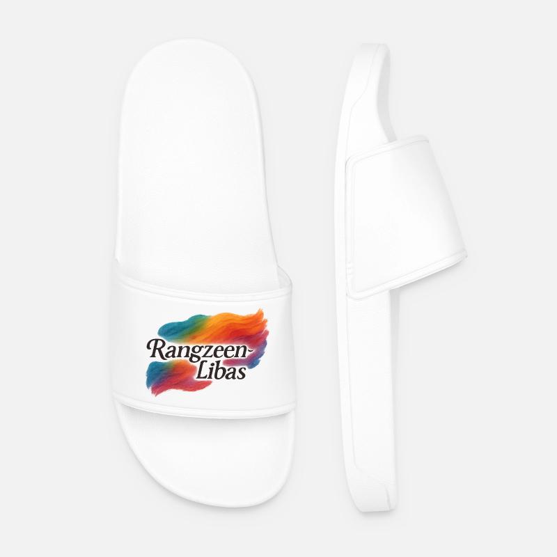 Regenbogen-Spektrum-Namensschild-Design - Männer Badelatschen - Weiß