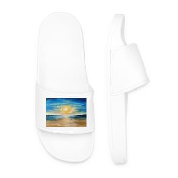 Sunset Reflection Over Calm Waters - Men’s Pool Sliders - white - Front