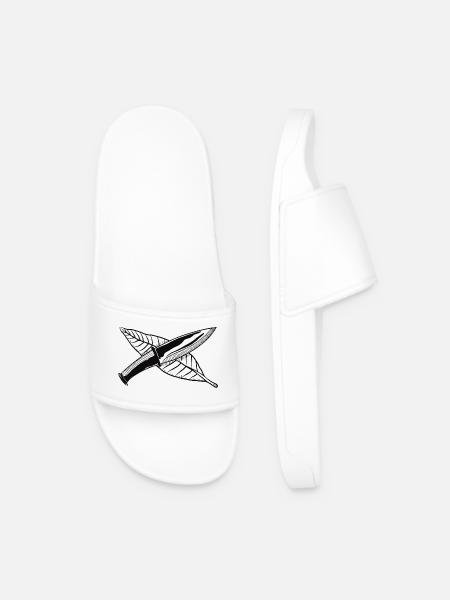 Bushcraft: knife and blade motif, for outdoors entho - Men’s Pool Sliders - white