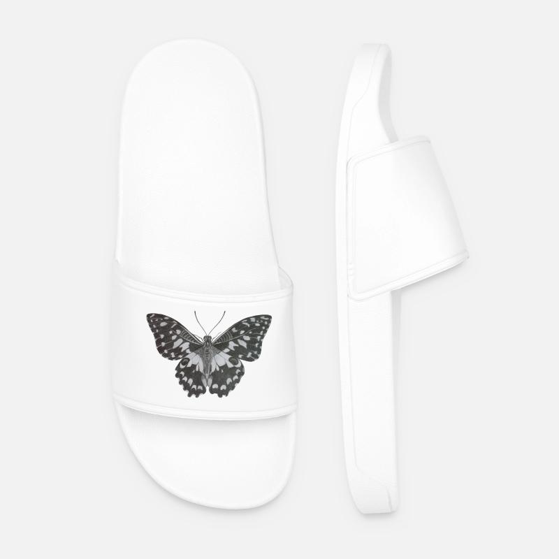 Papillon monochrome élégant en noir et blanc - Claquettes Homme - blanc