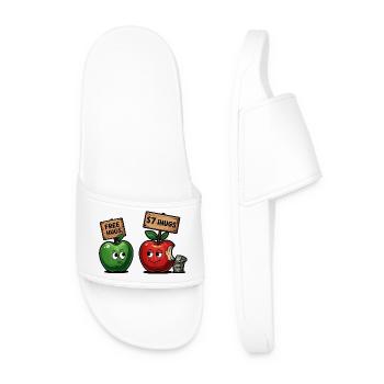 Motif de pomme amusant avec bâillon Free Hugs - Claquettes Homme - blanc - Devant