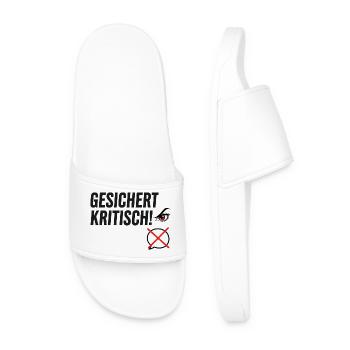 Gesichert Kritisch! Spruch Augen Design - Männer Badelatschen - Weiß - Vorne
