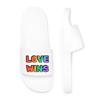 Love Wins - Men’s Pool Sliders - white - Front