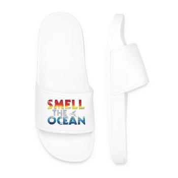 Smell the Sea - Gradient Font - Men’s Pool Sliders - white - Front