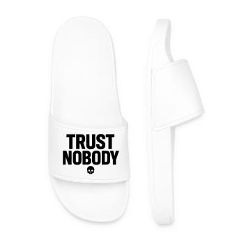 Trust Nobody - Men’s Pool Sliders - white - Front