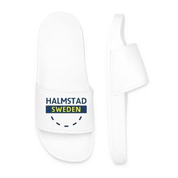 Halmstad Sweden Vintage Sign - Men’s Pool Sliders - white - Front