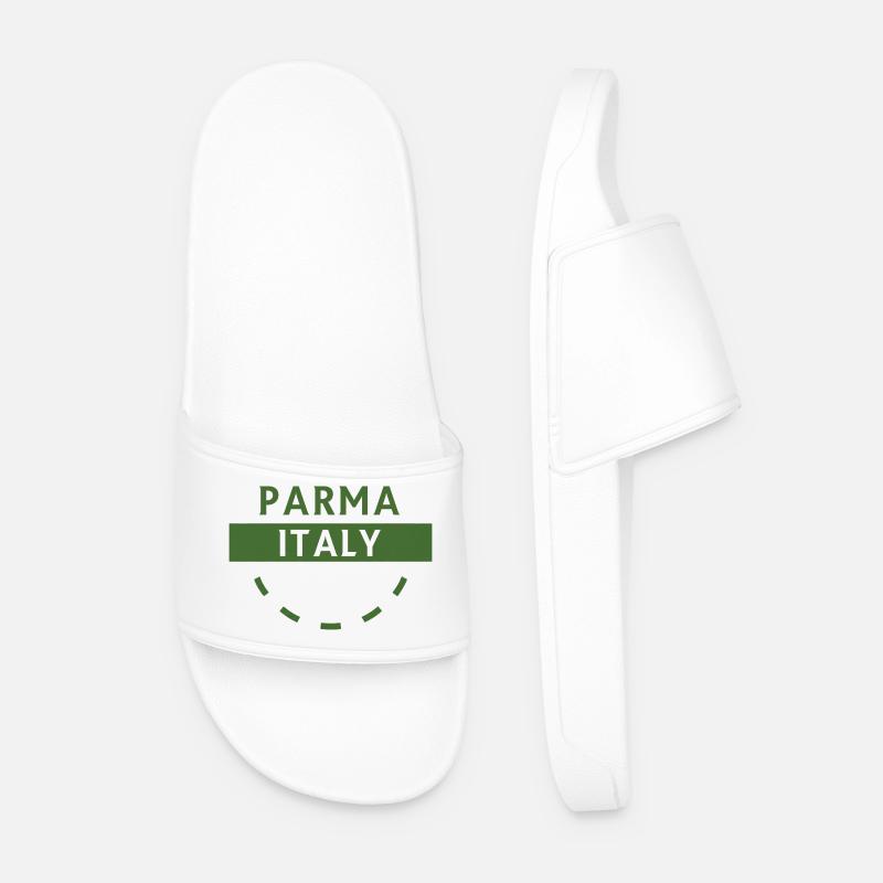 Parma Italy Green Emblem - Men’s Pool Sliders - white