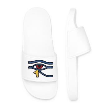 Eye of Horus Blue Line - Men’s Pool Sliders - white - Front