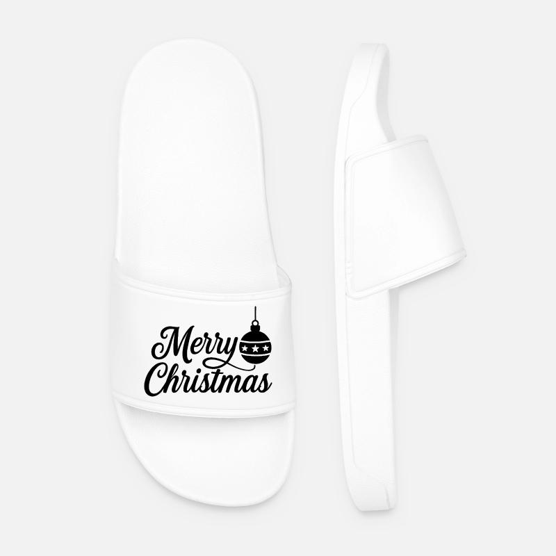 Merry Christmas mit Weihnachtskugel - Männer Badelatschen - Weiß