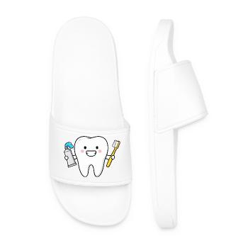 Dent mignonne avec brosse à dents - Claquettes Homme - blanc - Devant