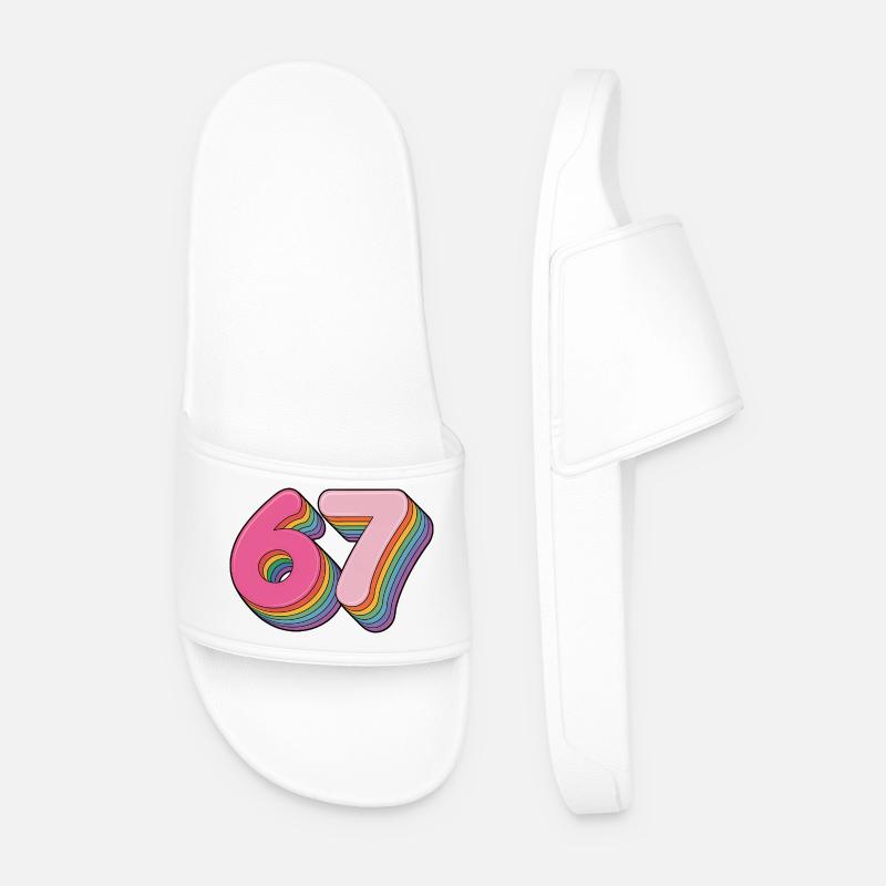 67 - Funny Six Seven T-Shirt - Männer Badelatschen - Weiß
