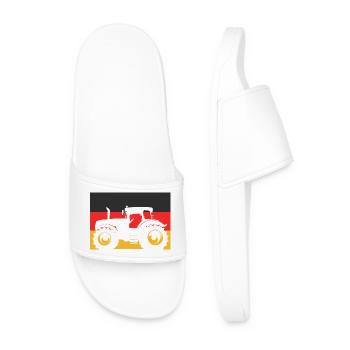 Tractor with German flag – Farmer Stolz - Men’s Pool Sliders - white - Front