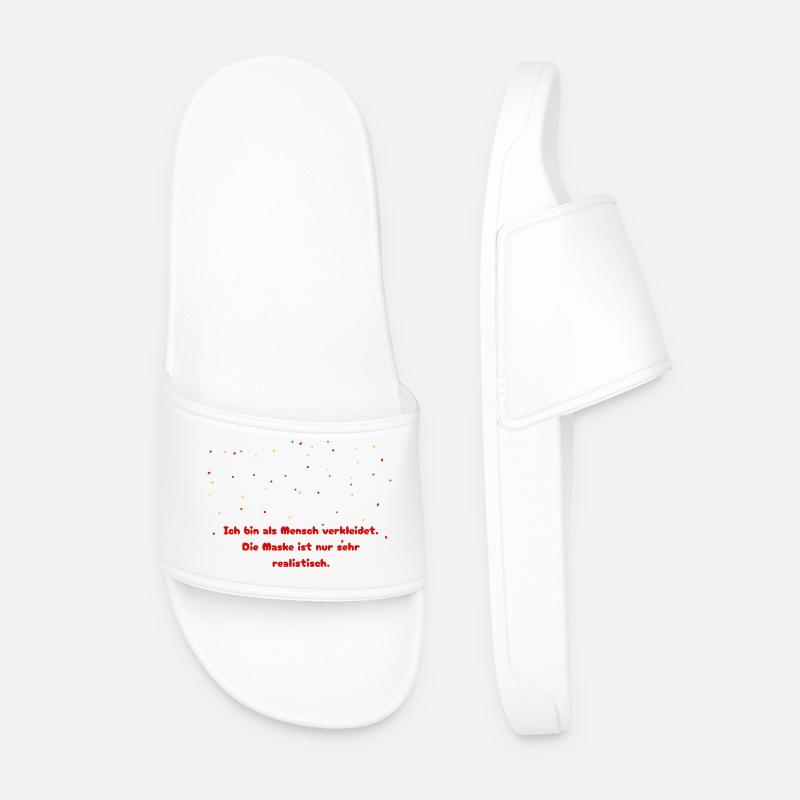 Costume Replacement Human Mask Carnival - Men’s Pool Sliders - white