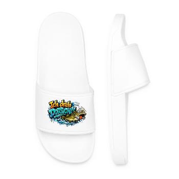 I Shoot Cod Graffiti Fish - Men’s Pool Sliders - white - Front