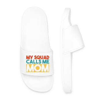 My Squad Calls Me Mom Retro Typography - Men’s Pool Sliders - white - Front