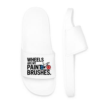 Artistic Cycling Wheels Are My Paint Brushes Pro  - Men’s Pool Sliders - white - Front