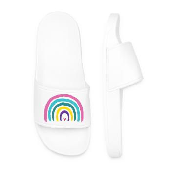 Rainbow with heart colors of the 90s - Men’s Pool Sliders - white - Front