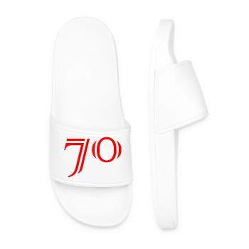 70. 70 YEARS. 70th ANNIVERSARY. 70 YEARS ANNIVERSARY. - Men’s Pool Sliders - white - Front