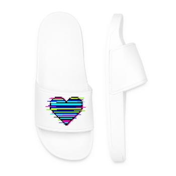 Cadeau Cœur Glitch pour les joueurs et les nerds : Amour rétro - Claquettes Homme - blanc - Devant