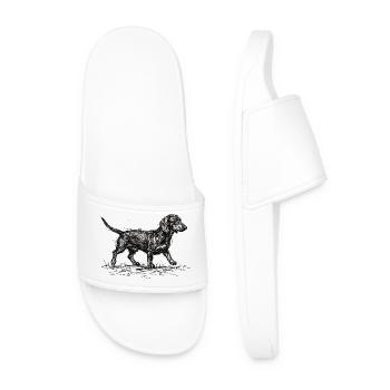 Dackel Sketch – Minimalistisches Hund Design - Männer Badelatschen - Weiß - Vorne