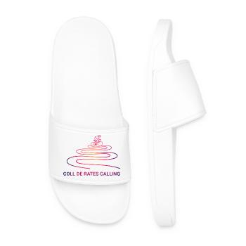 Coll de Rates Calling Cyclist Line Art - Men’s Pool Sliders - white - Front