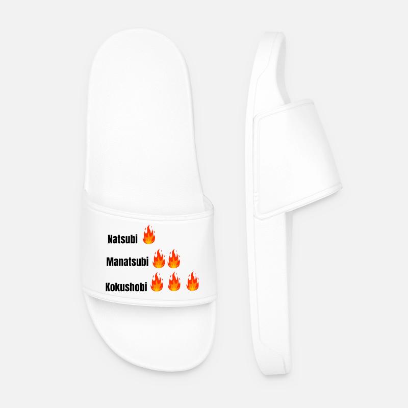 Three Layers Flame Typography - Men’s Pool Sliders - white