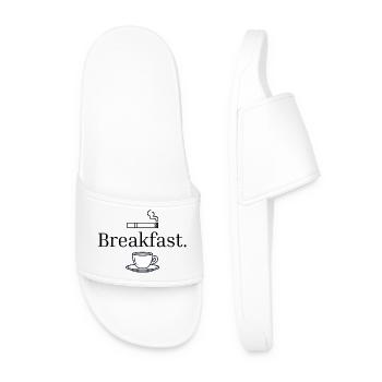 Breakfast Coffee Minimal Aesthetic Shirt - Men’s Pool Sliders - white - Front