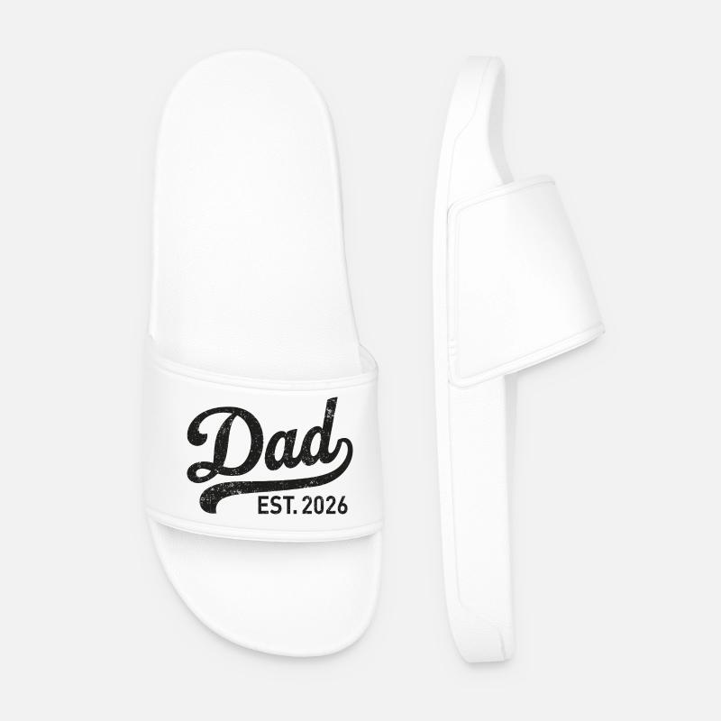 Dad Est. 2026 Retro Script - Men’s Pool Sliders - white