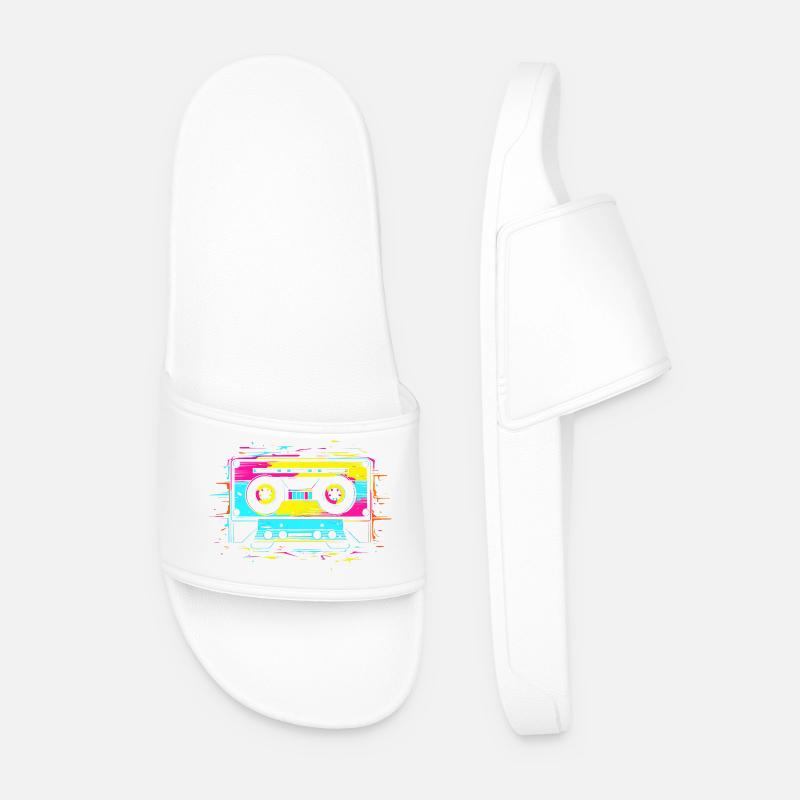90s cassette - Men’s Pool Sliders - white