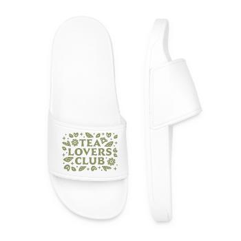 Tea lover girl green aesthetic - Men’s Pool Sliders - white - Front