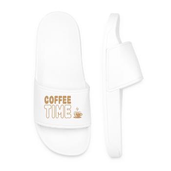 Coffee Time, Genuss aus der Kaffeetasse - Männer Badelatschen - Weiß - Vorne