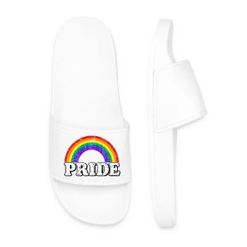 Pride Regenbogen Vintage Statement LGBTQ Fans - Männer Badelatschen - Weiß - Vorne