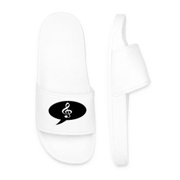 Speech bubble with a g-clef symbol.  - Men’s Pool Sliders - white - Front