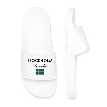 Stockholm Sweden Coordinates Travel Souvenir - Men’s Pool Sliders - white - Front