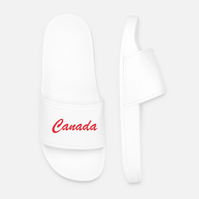 Lettrage Canada Script Rouge - Claquettes Homme - blanc