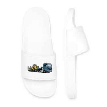 Low-loader with excavator - Men’s Pool Sliders - white - Front