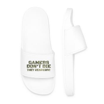 Gamers Don't Die They Respawn Military Ops funny - Men’s Pool Sliders - white - Front