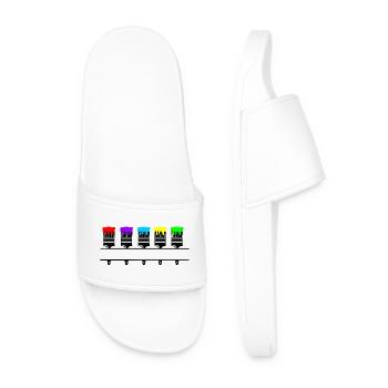 Coloured paintbrushes with blank recess - Men’s Pool Sliders - white - Front