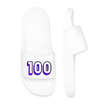 100 YEARS. 100th ANNIVERSARY. BIRTHDAY 100 YEARS. - Men’s Pool Sliders - white - Front