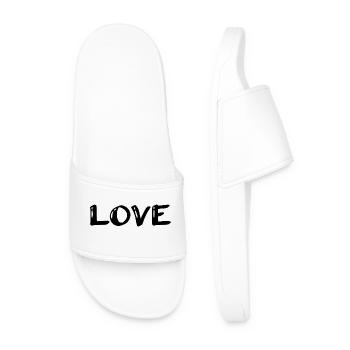 I LOVE YOU. COUPLE. JUST MARRIED. bachelorette party. LOVE - Men’s Pool Sliders - white - Front