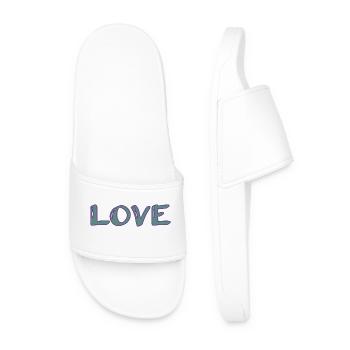 I LOVE YOU. SAINT VALENTINE. bachelorette party. LOVE. I LOVE YOU. - Men’s Pool Sliders - white - Front