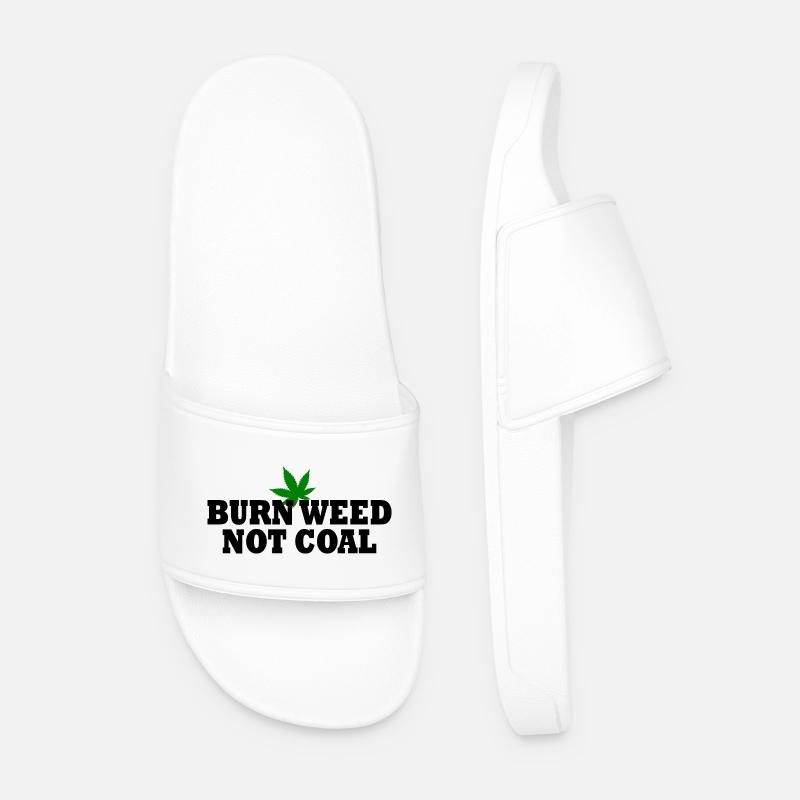 Burn weed not coal - Men’s Pool Sliders - white