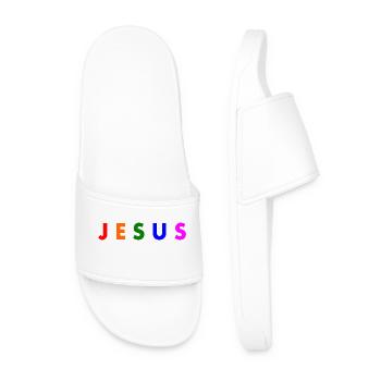 Jesus - Men’s Pool Sliders - white - Front