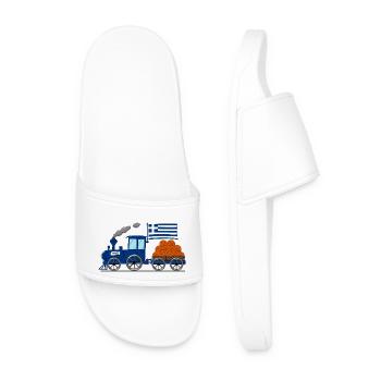 Greece Flag Basketball Railway - Men’s Pool Sliders - white - Front