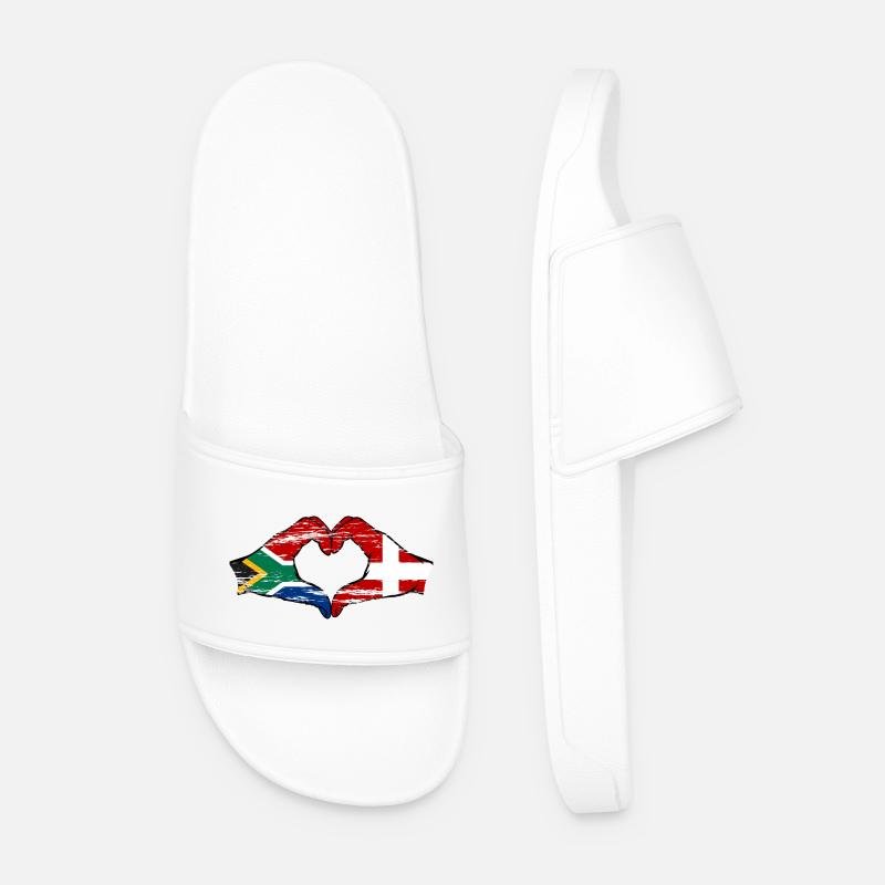 Sydafrika Danmark Flag Hænder Hjerte Form Brugt - Badesandaler til mænd - hvid