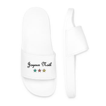 CHRISTMAS. MERRY CHRISTMAS. MERRY CHRISTMAS. SANTA CLAUS - Men’s Pool Sliders - white - Front