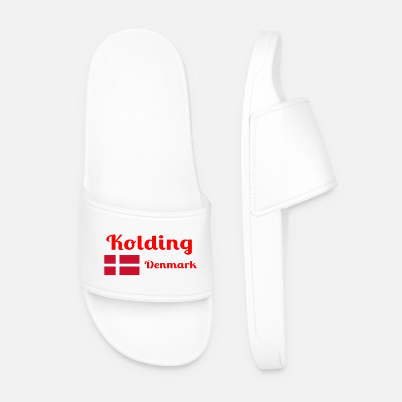 Kolding Denmark - Stylish prints - Men’s Pool Sliders - white