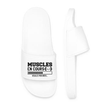 Muscles en cours ... musculation Humour marrant - Claquettes Homme - blanc - Devant