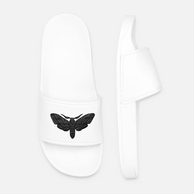 Black Moth – Mystical Embroidered Pattern - Men’s Pool Sliders - white